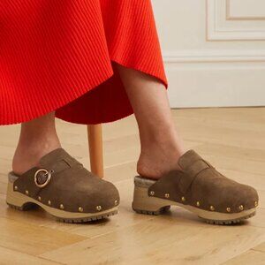 See by Chloe Viviane Studded Buckled Suede Clogs 37 7